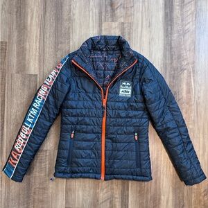 KTM Red Bull Racing Team Navy and Orange Reversible Lightweight Puffer Jacket,XS